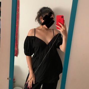Boohoo black off the shoulder wrap top